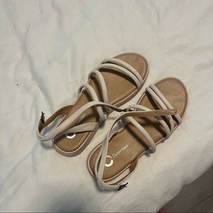 Strappy white platform sandals